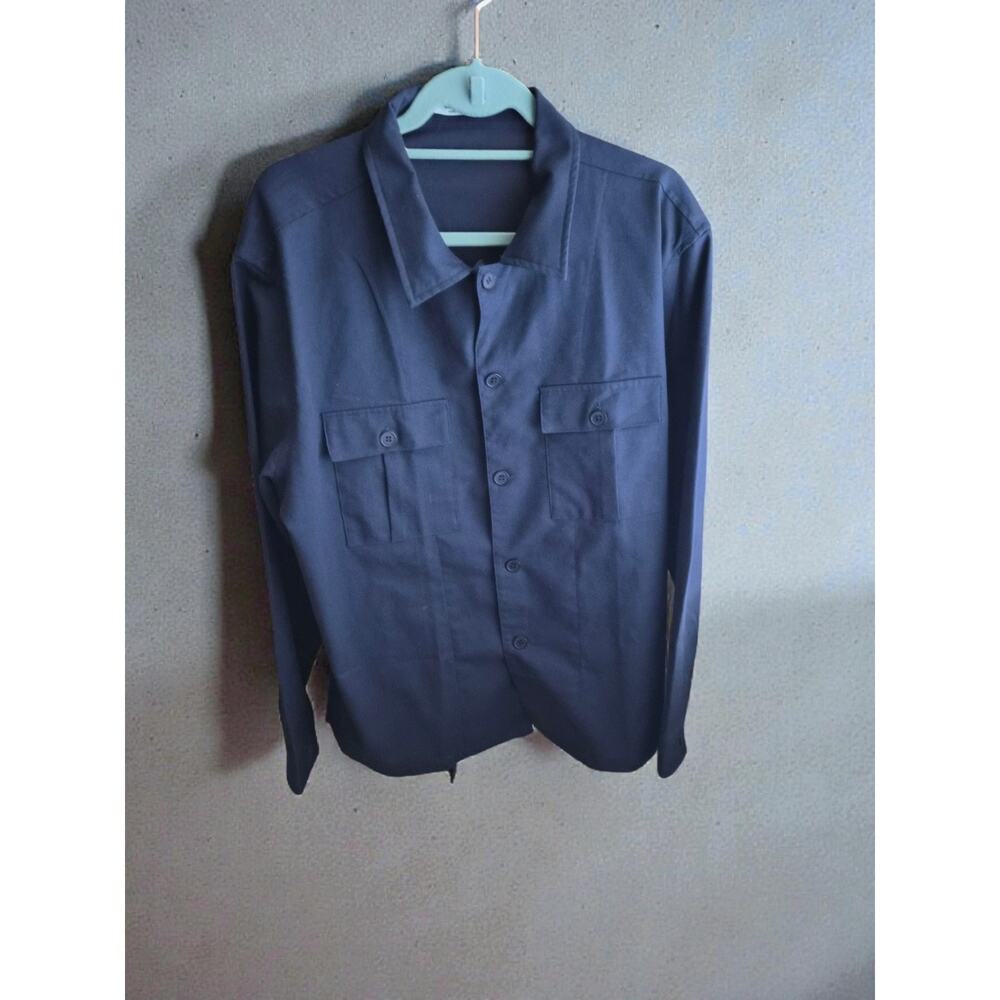 Coofandy Men's Button Up Linen Blend Long Sleeve Shirt Size XL Blue